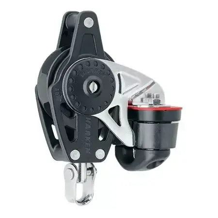 Poulie Carbo 40 mm Ratchet à Ringot avec taquet, idéale pour cordages jusqu'à 6 mm, charge maximale de 136 kg.