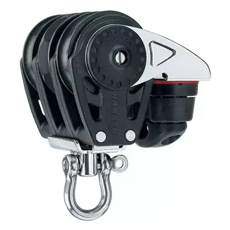 Poulie Carbo 40 mm triple Ratchet à taquet avec poulies en plastique et connecteur en métal.