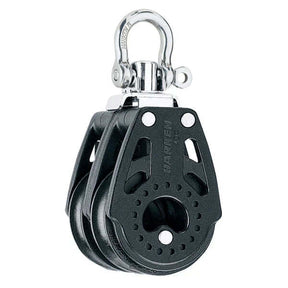 Poulie Carbo double 40 mm avec conception compacte et faible coefficient de friction, 94 mm de longueur totale.