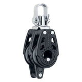 Poulie Carbo double Ringot 29 mm, légère et robuste, pour navigations exigeantes avec faible friction.