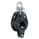 Poulie Carbo double Ringot 57 mm de Harken, légère et robuste, conçue pour des réglages fiables sous fortes charges.