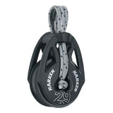 Poulie Carbo T2 lashing 29 mm avec réa de 29 mm et cordage, spécifications techniques incluses.