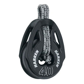 Poulie Carbo T2 lashing 40 mm de Harken avec corde grise, légère et résistante, idéale pour l'ajustement des voiles.