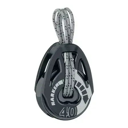 Poulie Carbo T2 lashing Ratchamatic 40 mm avec cordage pour réglage des écoutes sur voiliers de régate.