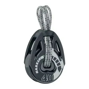 Poulie Carbo T2 lashing Ratchamatic 40 mm avec cordage pour réglage des écoutes sur voiliers de régate.