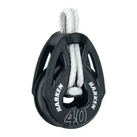 Poulie Carbo T2 loop 40 mm avec cordage, conçue pour des réglages précis et une résistance élevée.