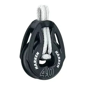 Poulie Carbo T2 loop 40 mm avec cordage, conçue pour des réglages précis et une résistance élevée.
