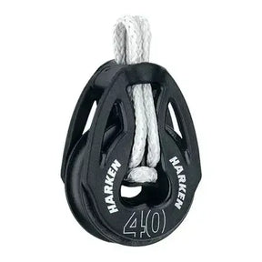 Poulie Carbo T2 loop 40 mm avec cordage, conçue pour des réglages précis et une résistance élevée.