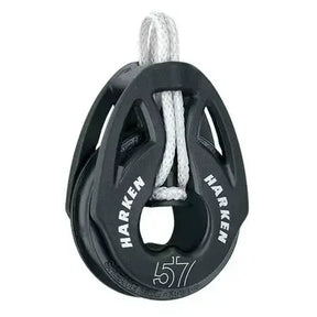 Poulie Carbo T2 loop 57 mm avec corde blanche intégrée, conçue en matériaux composites pour légèreté et résistance.