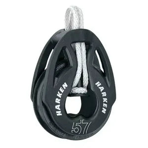 Poulie Carbo T2 loop 57 mm avec corde blanche intégrée, conçue en matériaux composites pour légèreté et résistance.