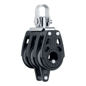 Poulie Carbo triple Ringot 29 mm avec trois réas, conçue pour un contrôle précis en navigation.
