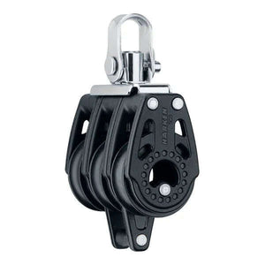 Poulie Carbo triple Ringot 29 mm avec trois réas, conçue pour un contrôle précis en navigation.