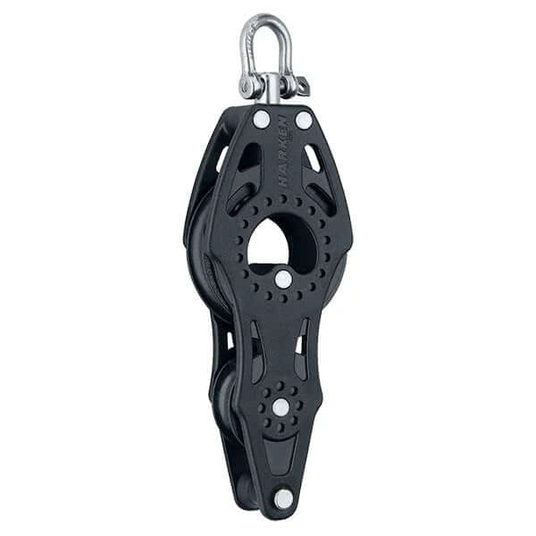 Poulie Carbo violon rgt. 57 mm, poulie légère en plastique noir, conçue pour charges de travail élevées.