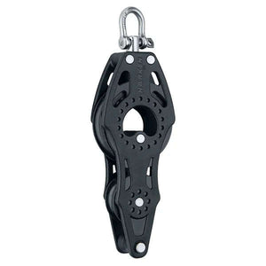 Poulie Carbo violon rgt. 57 mm, poulie légère en plastique noir, conçue pour charges de travail élevées.