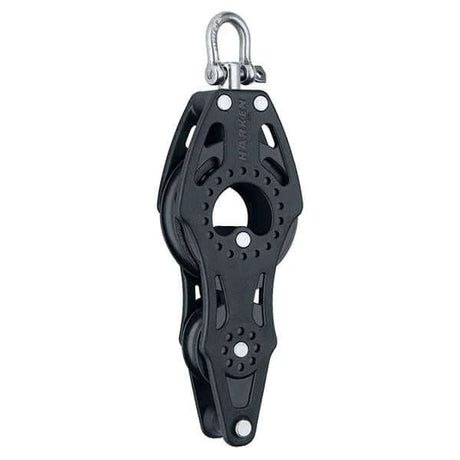 Poulie Carbo violon rgt. 57 mm, poulie légère en plastique noir, conçue pour charges de travail élevées.