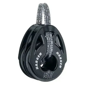 Poulie double T2 lashing 57 mm avec cordage, spécifications techniques, dimension de réa 57 mm, poids 107,5 g.