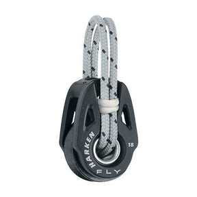 Poulie FLY étroite 18 mm avec cordage technique et roulements à billes en acier, performance optimale.