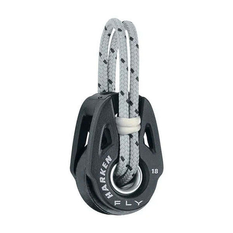 Poulie FLY étroite 18 mm avec cordage technique et roulements à billes en acier, performance optimale.