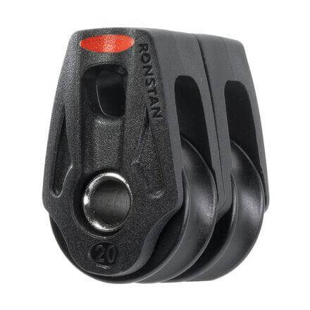 Poulie réa 20mm - Orbit - double vue détaillée, système d'attache par lashing, en polymère haute résistance.