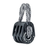 Poulie triple FLY 18 mm avec cordage noir et gris, conçue pour une maniabilité optimale et une haute résistance.