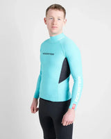 Rash Top-Long Sleeved de Rooster, haut technique anti-UV, couleur turquoise et noir, idéal pour activités nautiques.