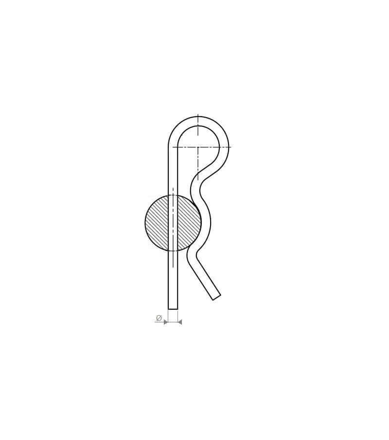 Sachet de 2 goupille Beta inox A4, illustration technique d'une goupille en inox A4.