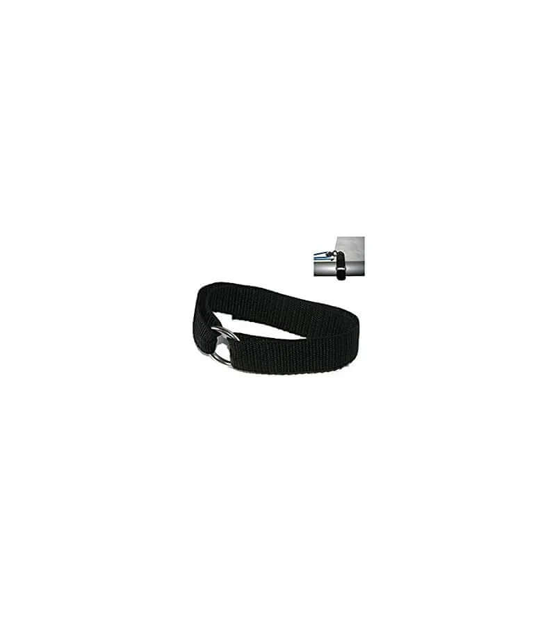 Sangle de point d'écoute ILCA en tissu noir avec boucle inox pour dériveur Laser.