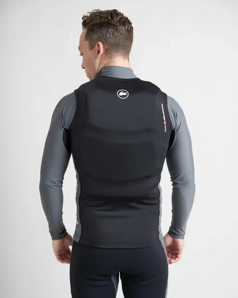 Top avec poche pour couteau de sécurité vu de dos, conçu pour le confort et la sécurité des navigateurs.