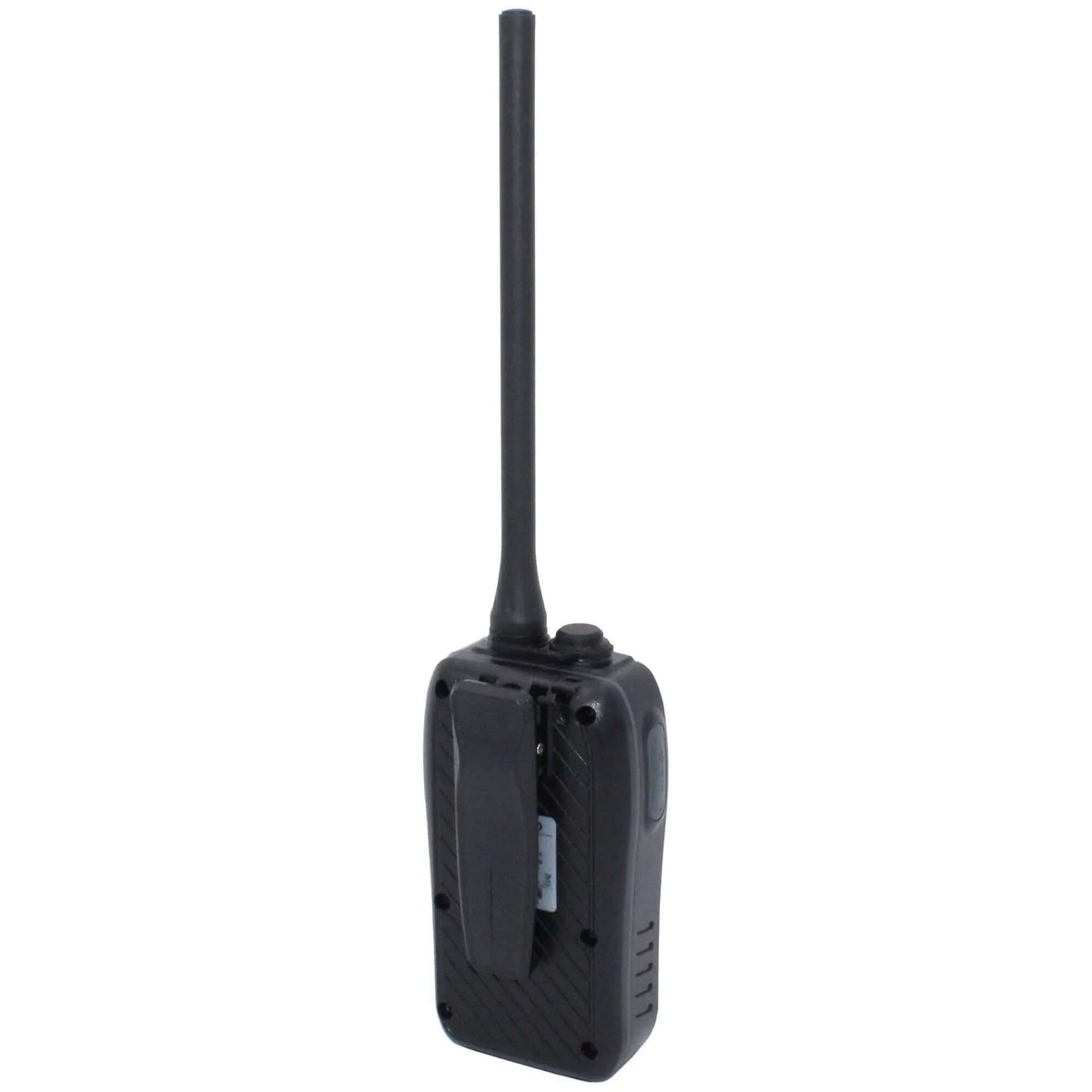 VHF Portable Plastimo SX 350+ vue de côté, avec antenne et design compact, étanche et flottant.