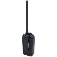 VHF Portable Plastimo SX 350+ vue de côté, avec antenne et design compact, étanche et flottant.